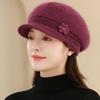 Women Fashion Winter Warm Hat Flower Design Plush Fur Lined Warm Hats For Women Casual Rabbit Fur Blend Outdoor Knitted Cap