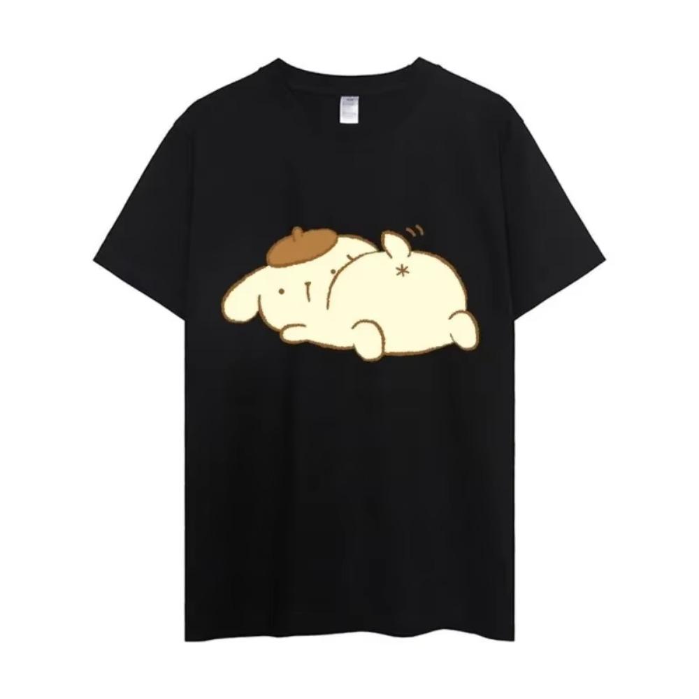 MINISO Футболка Pompompurin Мужская Парная Комбинация Одежды Короткий Рукав Воротник Мода Женская Хлопок