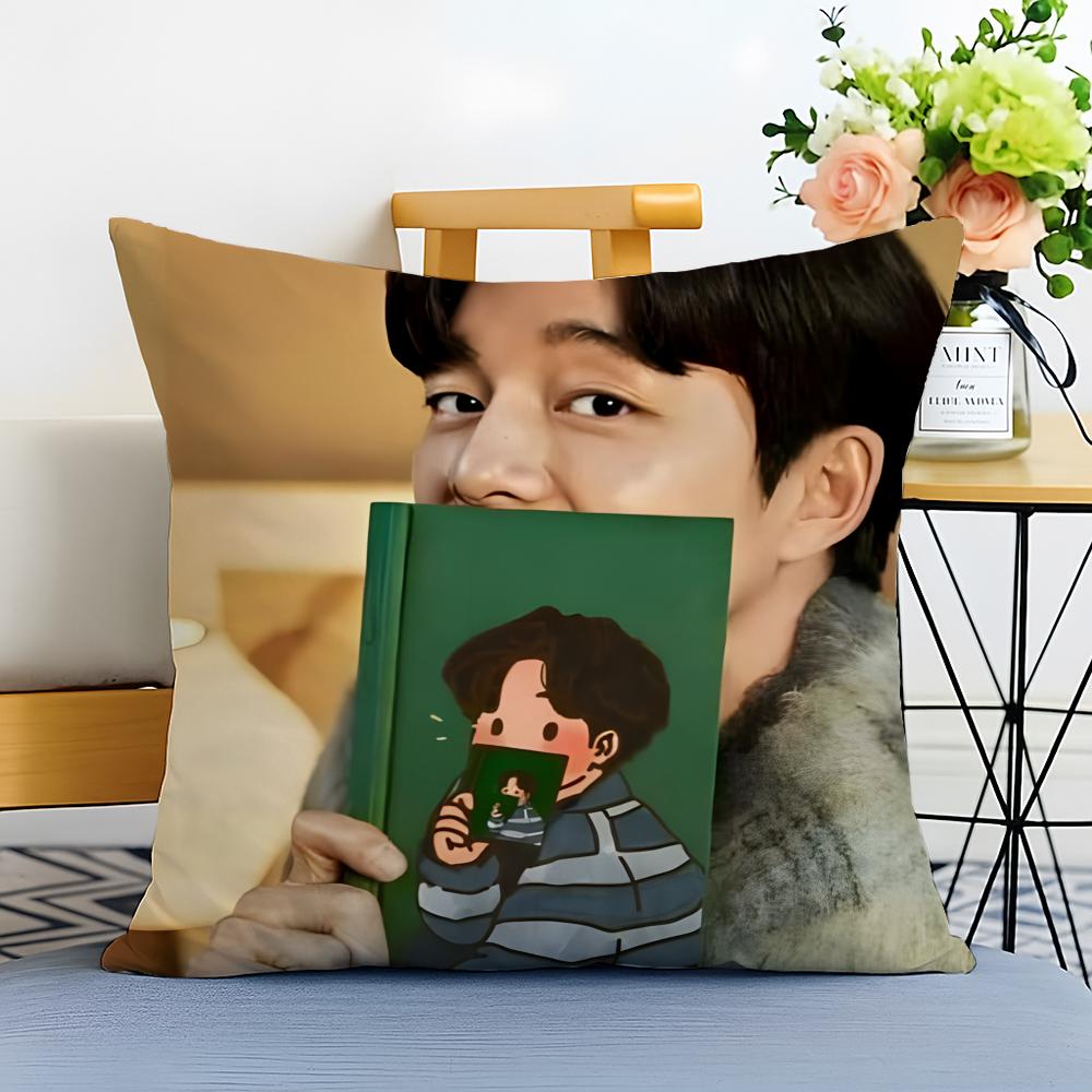 GGong Yoo Cushion Cover Washable Linen Pillowcase Soft for Sofa Bed Cozy Home Room Decor