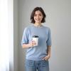 Wool Round Neck Loose Pullover Knitted Bottom Women's Age-reducing Inner Short-sleeved Sweater