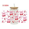 Waterproof Wrap Stickers Clear Pink Bow Decals Diy UV DTF Transfer Sticker  For 16Oz Glass Cup