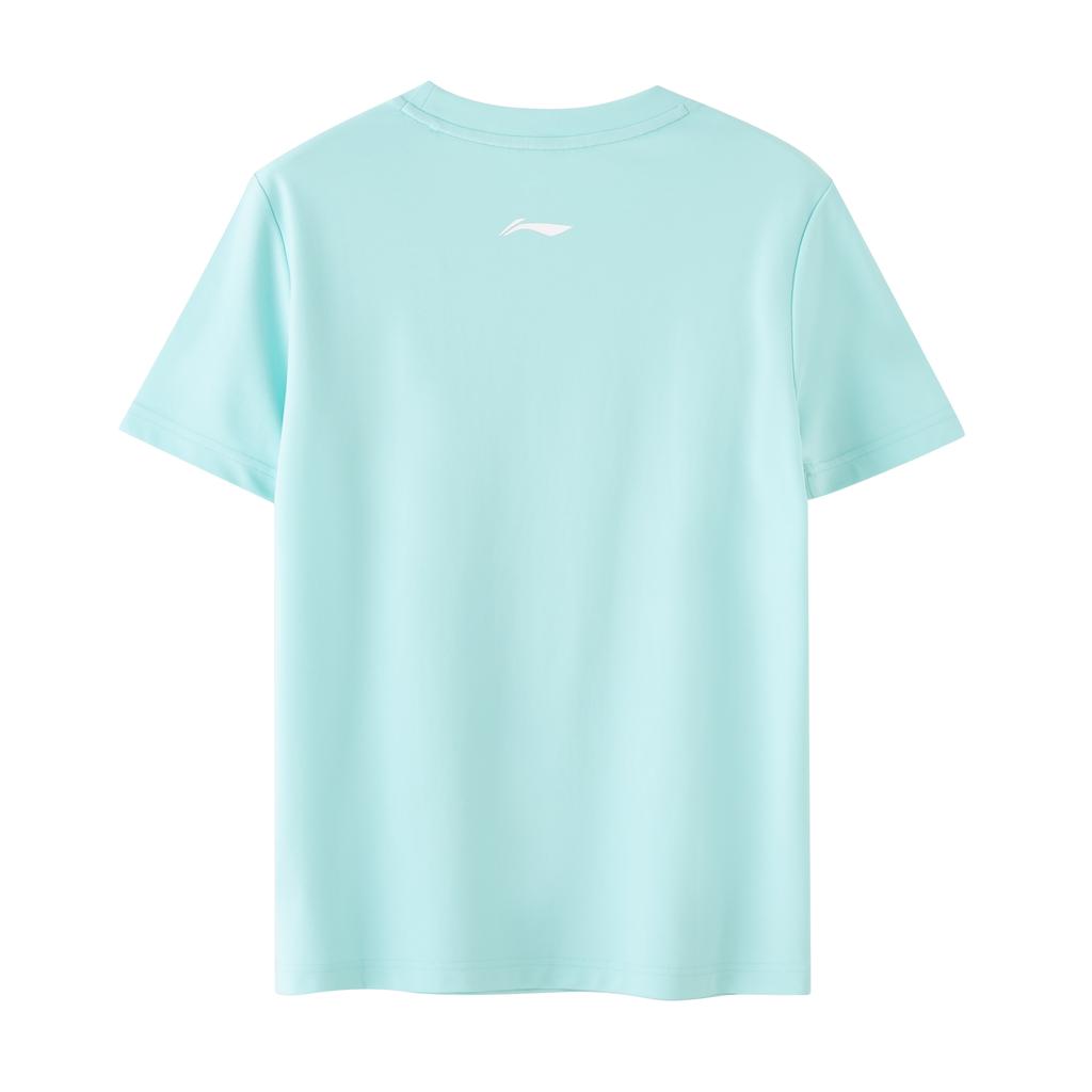 Li-Ning Футболка унисекс с круглым вырезом и графическим принтом серии Ping Pong, светло-голубая ATST031-1