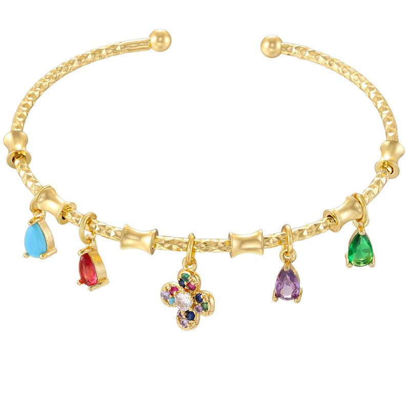 Beetle Octagram Rainbow Splicing Bracelet Personalized Geometric Water Drop Four-Leaf Clover Bracelet Vl648