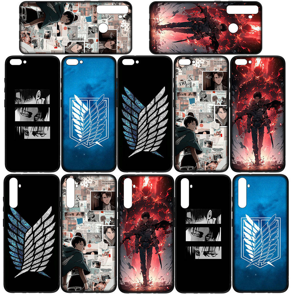 Чехол для iPhone 15 14 Xiaomi Redmi Note 13 12 11 Pro Max X 8 7 9 XR Samsung Galaxy S24 S23 OPPO S9 Huawei Аниме Levi Eren Jaeger Атака титанов Чехол