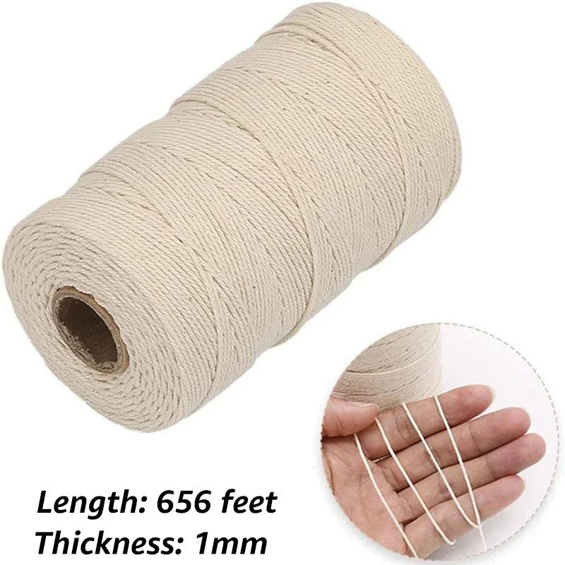 1/2Pcs Cotton Twine, 656 Feet 1MM, Kitchen Cooking Bakers Rope for Meat Roasting, Natural String for Gift Wrapping, Gardening
