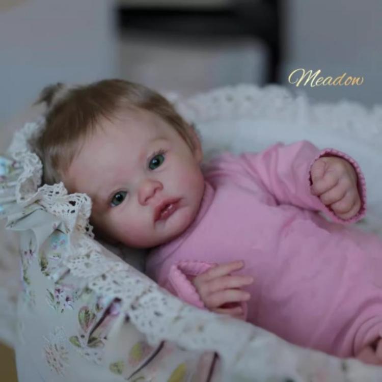 19-дюймовые куклы реборн MEADOW, ручная работа, 3D-раскрашенная кожа, кукла для новорожденных, мягкая на ощупь ткань, тело с ПП-хлопком, кукла Bebe Reborn, подарок на день рождения для детей
