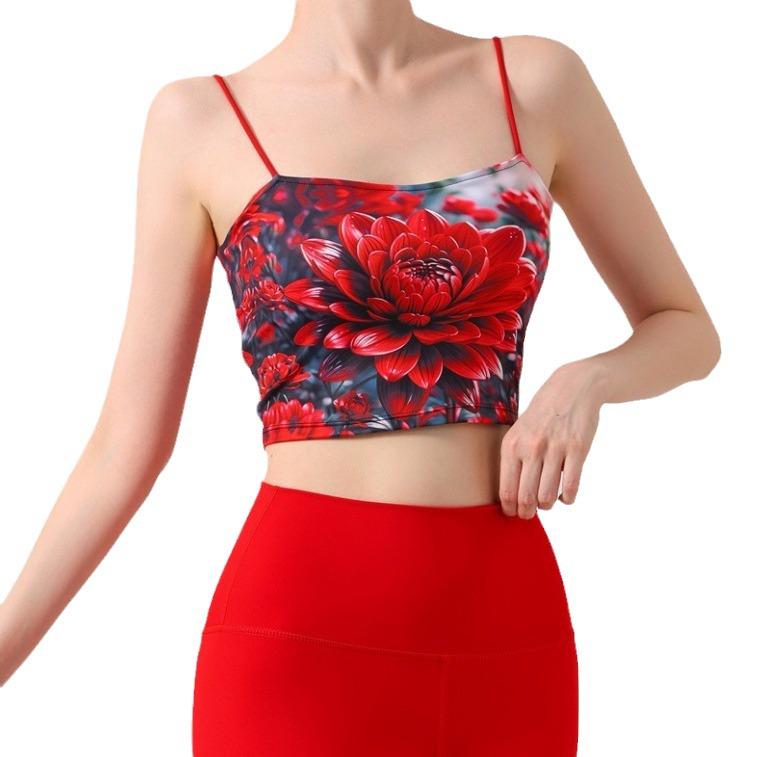 Женский модный жилет для йоги с принтом и мягким спортивным бюстгальтером — ударопрочная, быстросохнущая и дышащая одежда для фитнеса