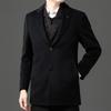 Осень Новый Стиль Мужской Деловой Повседневный Пиджак для Мужчин Среднего и Пожилого Возраста Высококлассное Твидовое Пальто Костюм для Папы