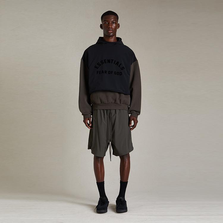 Fear of God Essentials Мужской свитер с капюшоном из нейлонового флиса Чернила/Струйный черный Мужские топы 202SP244320F