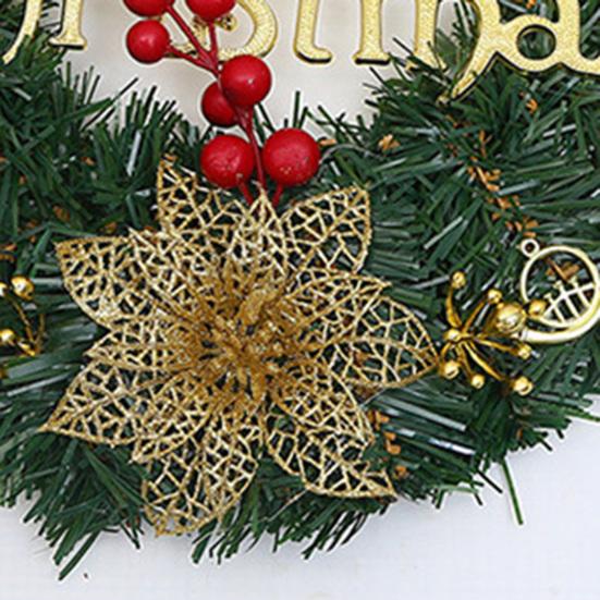 12 Inch Christmas Wreath Decoration for Front Door Artificial Wreath with Bells Balls Bows for Indoor Outdoor Holiday Decor