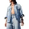 Levis Свободная Повседневная Куртка Джинсовая Мужская с Лацканами Однобортная с Длинным Рукавом Куртки Светло-Голубая 003ML-0000
