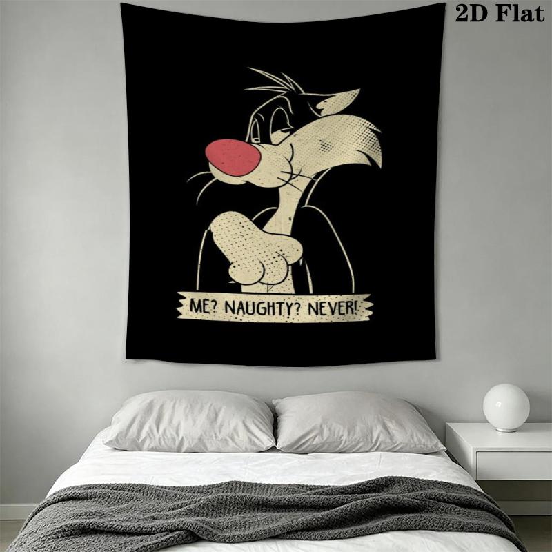 Sylvester the Cat Wall Tapestry Aesthetic Wall Hanging Printed Fabric Blanket Decorative Tapestries for Bedroom Living Room Home Decor