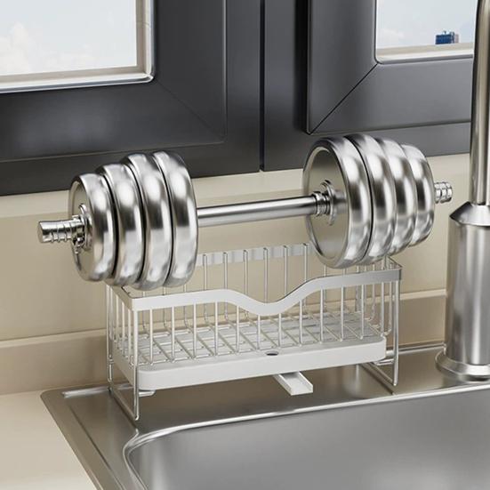 Стойка для хранения раковины с быстрым сливом и дренажным туннелем. Стойка для слива из нержавеющей углеродистой стали. Полка для организации кухонных принадлежностей. Губка для раковины. Тряпка для мытья посуды.