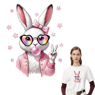 Mr Rabbit Patch Iron On Custom Design Parches Ropa Heat Press Appliqued T-Shirt Diy Clothes Stickers Htv Stickers