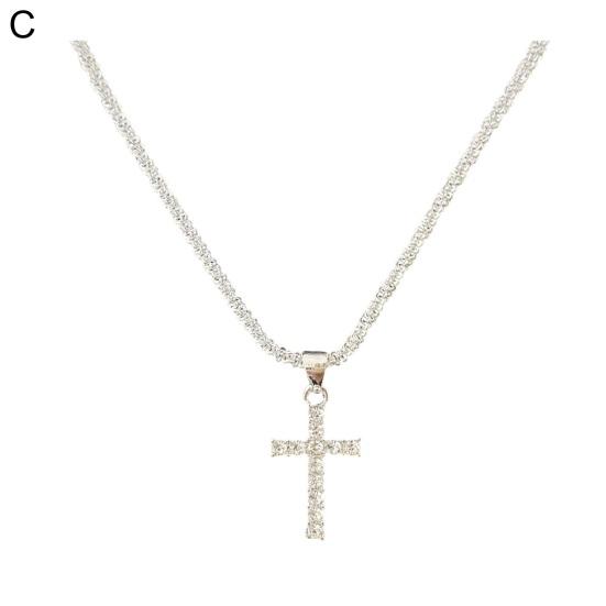 Женское ожерелье с подвеской-крестом, мерцающая поверхность, регулируемая длина, украшение на шею, повседневная одежда, подарок, легкое женское ожерелье на ключицу