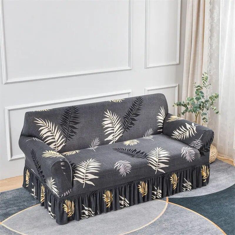 Flower Style Elastic Sofa Cover Double Sofa Large Skirt Full Cover Four Seasons Universal Set Full Set Sofa Cover Cloth Cushion