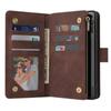 Vintage Stand Flip Hybrid Wallet Check Leather Zipper Multi-Cards Case Folio Cover for iPhone Samsung Xiaomi Redmi Huawei