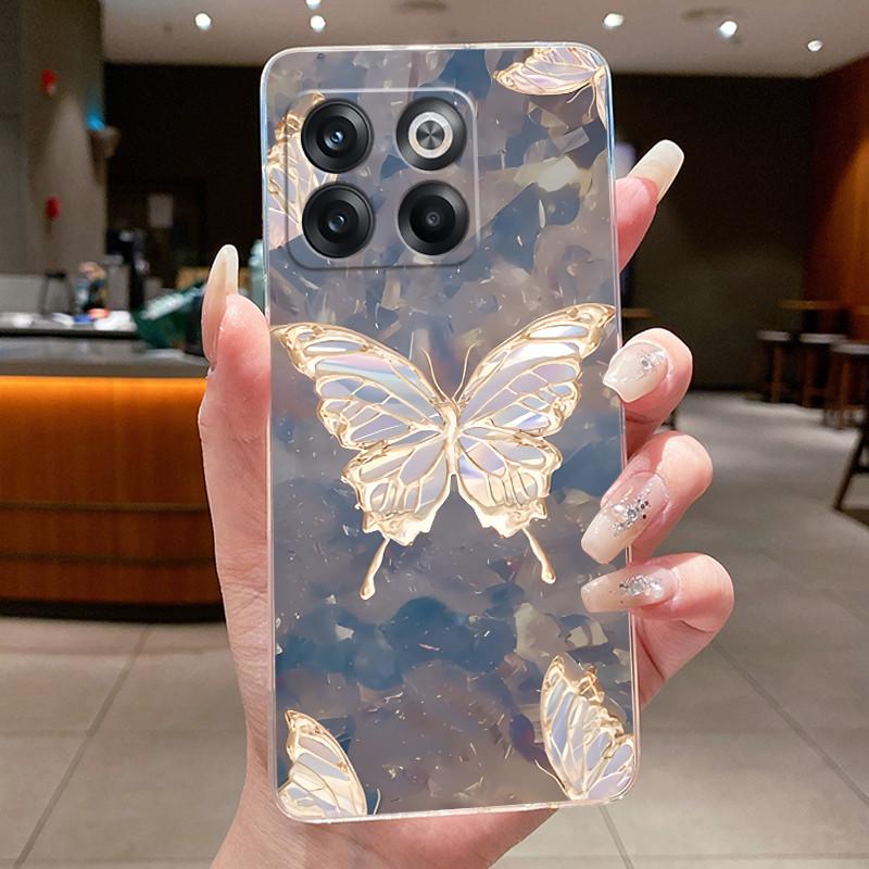 Phone Case For OnePlus Ace Pro/10T Casing Clear Slim Soft Silicone TPU Case Luxury Fashion Butterfly Flower Patterns Back Cover