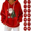 Women's Loose And Comfortable Drawstring V-neck Long Sleeved Christmas Print Hoodie