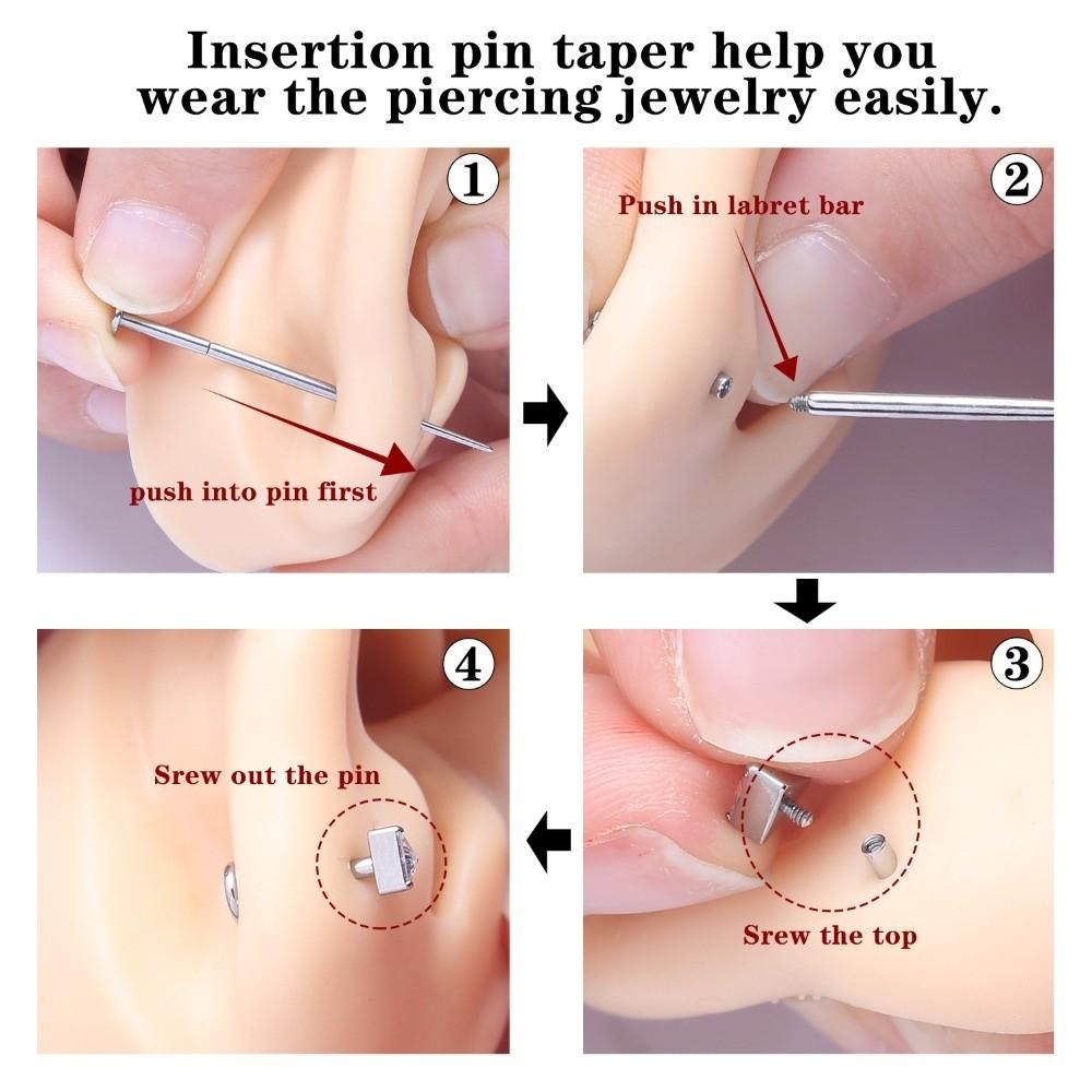 6/7pcs Stainless Steel Piercing Taper Tool Earring Applicator Puncture Connecting Pin Nose Piercing