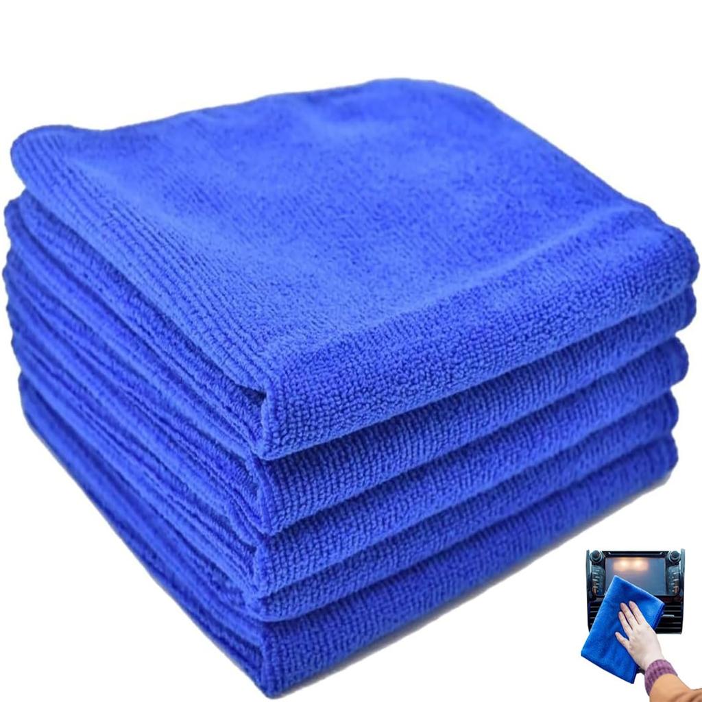 LUYING Car Wash Towel, Microfiber Cloth, Car Wash, Super Absorbent, Wiping Cloth, Dark Blue, Set of 5, 30x30