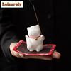 Cute Cat Porcelain Fragrance Insert Holder Tea Set Accessories Cute Aromatherapy Stove Decoration Pet Home Creative Tea Pets