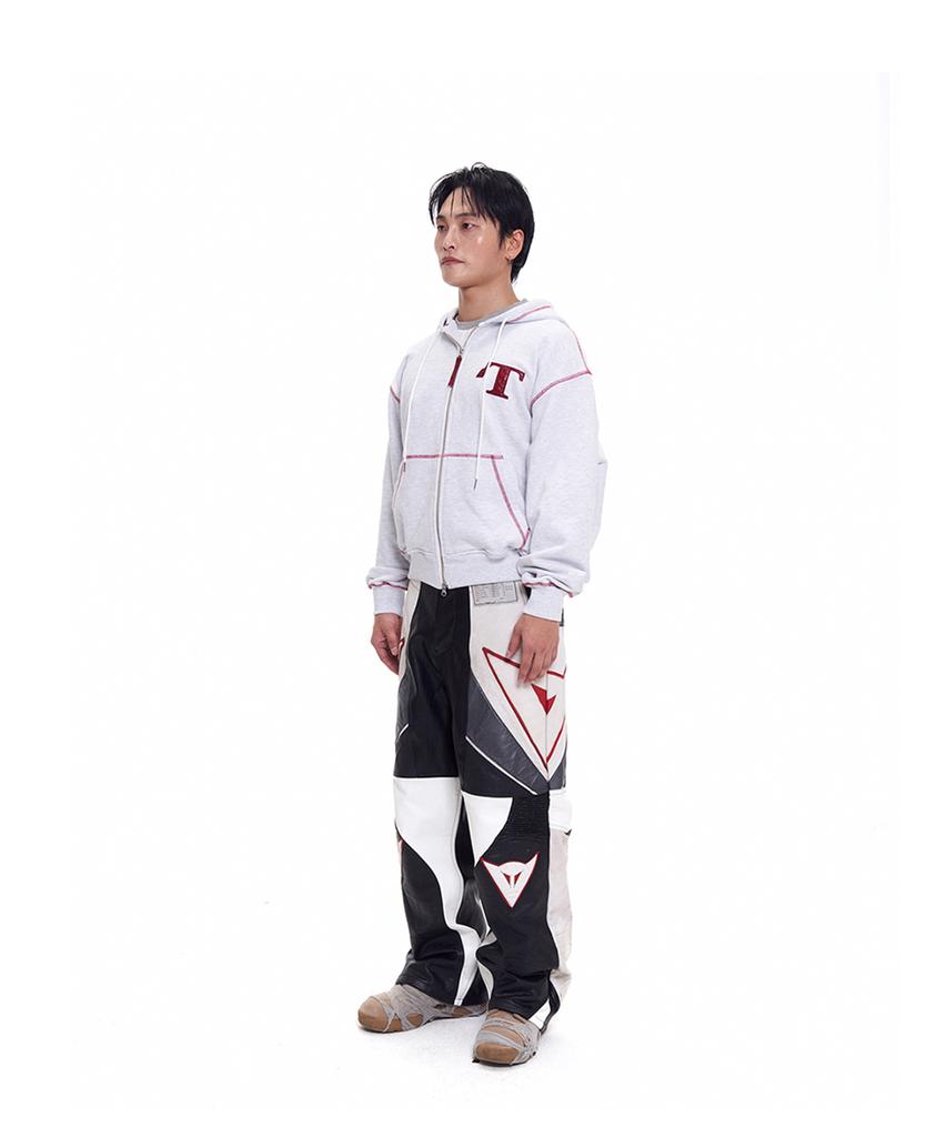 T.B.O.S Cut-Off Zip-Up Hoodie Light Grey