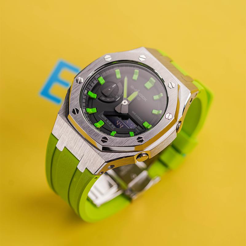 Casio Унисекс Жидкокристаллические, Аналогово-цифровые Двойной дисплей Серия 48,5 мм Черные часы GA-2100-1A1(Watch8--)