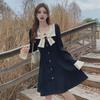 High Waist French Bow Long Sleeve Slim Dress - Korean Style Fashion for Plus Sizes In Spring and Autumn