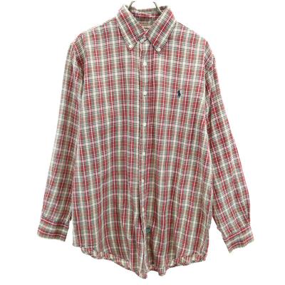 POLO COUNTRY 80-е 90-е Старая клетка Рубашка с длинным рукавом на пуговицах Ralph Lauren Мужская Б/У