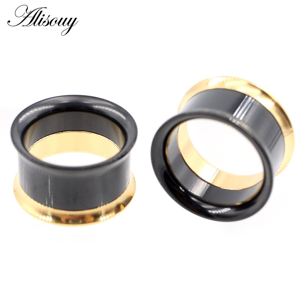 Alisouy 2PC нержавеющая сталь нить полые ушные заглушки для туннеля расширитель растяжитель двойные расклешенные калибры серьги пирсинг ювелирные изделия