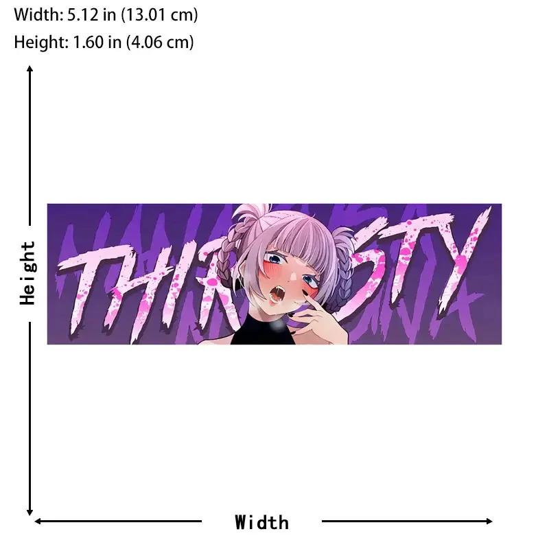 Розовая наклейка с двойным пучком в стиле аниме THIRSTY 1 шт., 2D плоская водостойкая виниловая наклейка для автомобиля, скейтборда, багажа