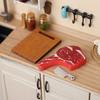 Mini Steak And Knife Set 3Pcs/Set Cutting Board, Tiny Wooden Realistic Miniature Food Display for Doll Mansion Kitchen Butcher Board