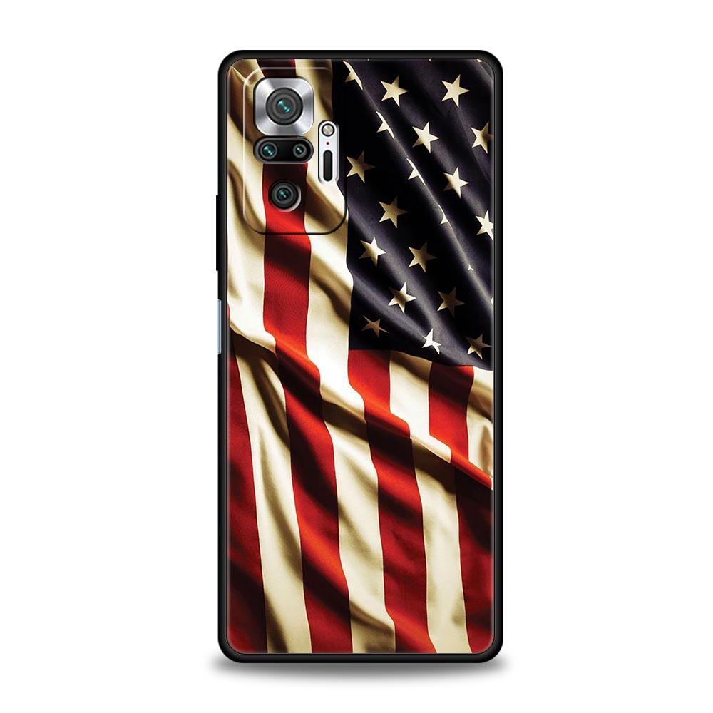 Чехол для телефона с флагом США для Xiaomi Redmi Note 14 13 5G 10 11 12 Pro Plus 4G 14C 13C 12C 10C Черный чехол