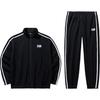 Comfortable Versatile Stand Collar Jacket Simple Loose Knit Pants Casual Sports Suit Men Suit Basic-Black 952438201-3