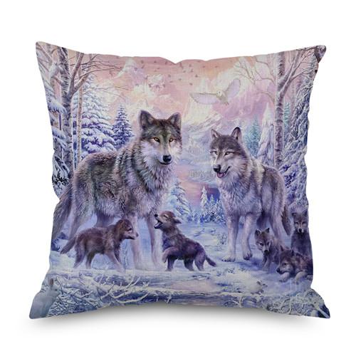 Животное волк дельфин Нордический короткий плюш Наволочка Полиэстер Декоративная наволочка для подушки Квадратный стиль-1