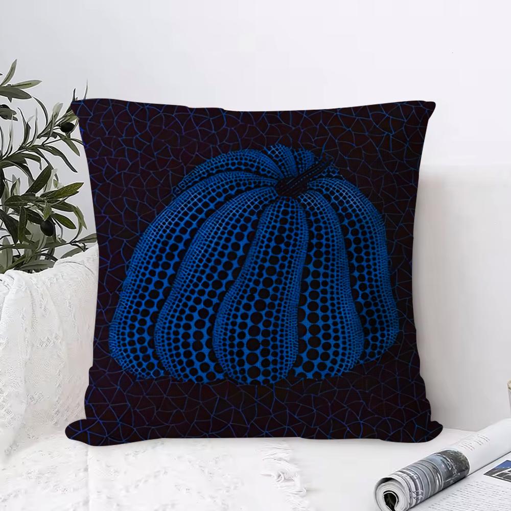 Yayoi Kusama Abstract Art Pumpkin Cushion Cover Breathable Linen Pillow Cover SkinFriendly Home Decor Pillowcase with Hidden