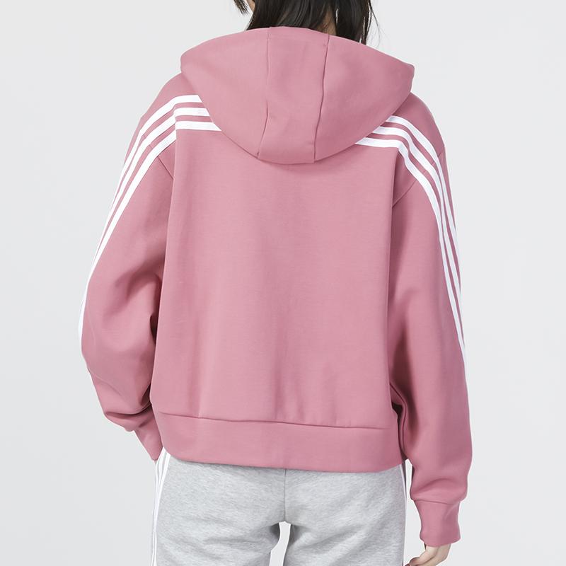 Adidas Полосатая повседневная куртка с капюшоном на молнии, женская верхняя одежда, розовая IB8513