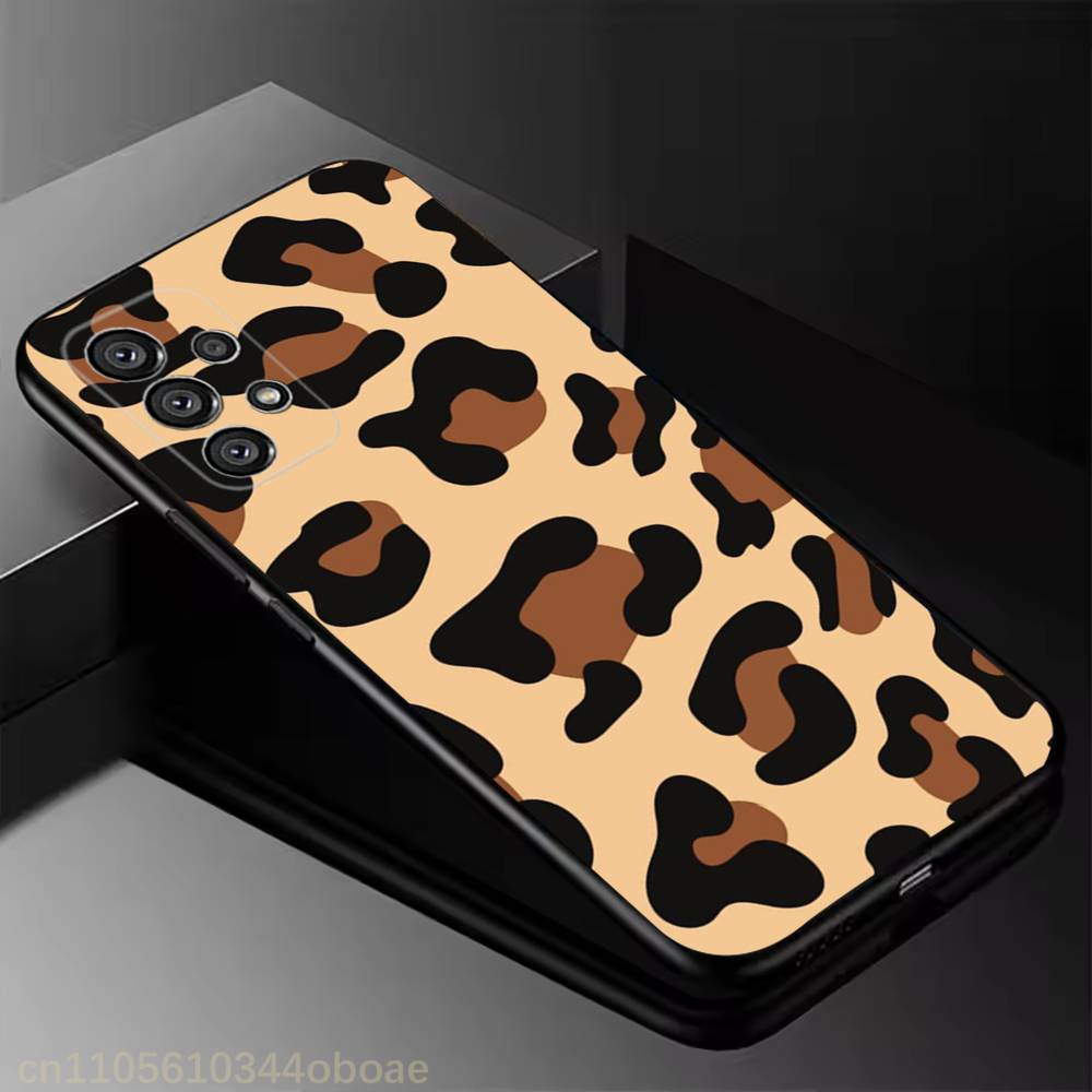 Модный чехол для телефона с леопардовым принтом для Samsung Galaxy A13, 21s, 22, 31, 32, 52, 53, 71, 80, A91, мягкий черный корпус