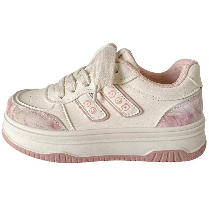 B1630 латексная стелька/дизайн с полоской любви толстая подошва маленькие белые туфли женские 2025 весна новая кожаная обувь на платформе