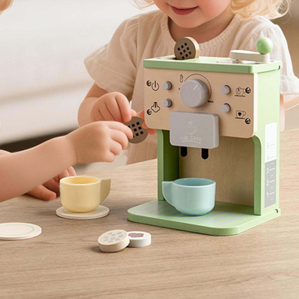wooden Nordic Home Tea Set Coffee Machine Little Girl Afternoon Tea Kitchen Toys Children's Room Kindergarten Birthday Gift