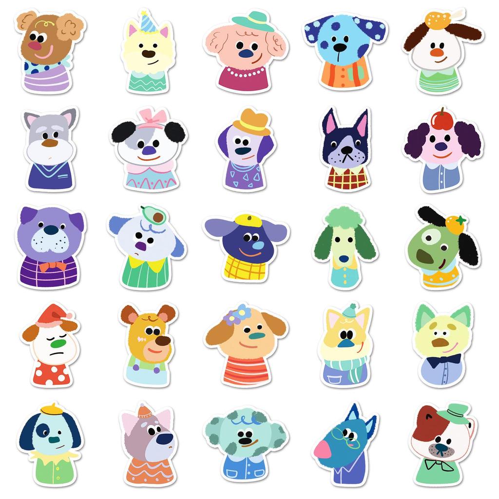 50 Cute Hand-Drawn Puppy Avatar Graffiti Stickers for Water Bottles and Phone Cases