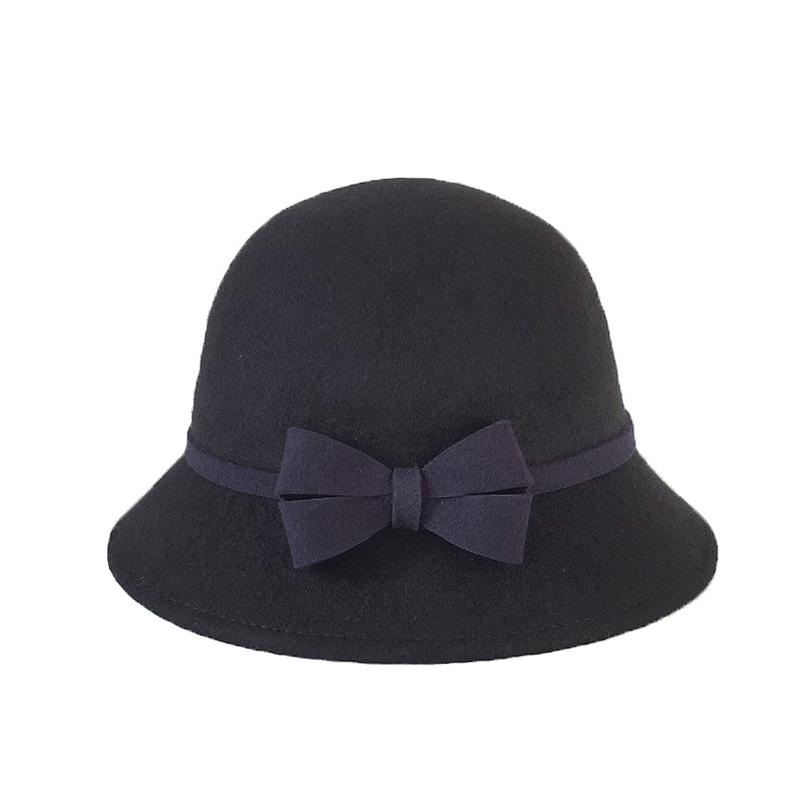 Женская шерстяная шляпа-федора для взрослых, зимние теплые шляпы-федоры, рыбацкая кепка с широкими полями, осенне-зимняя кепка для бассейна, элегантная кепка с бантом B-8788