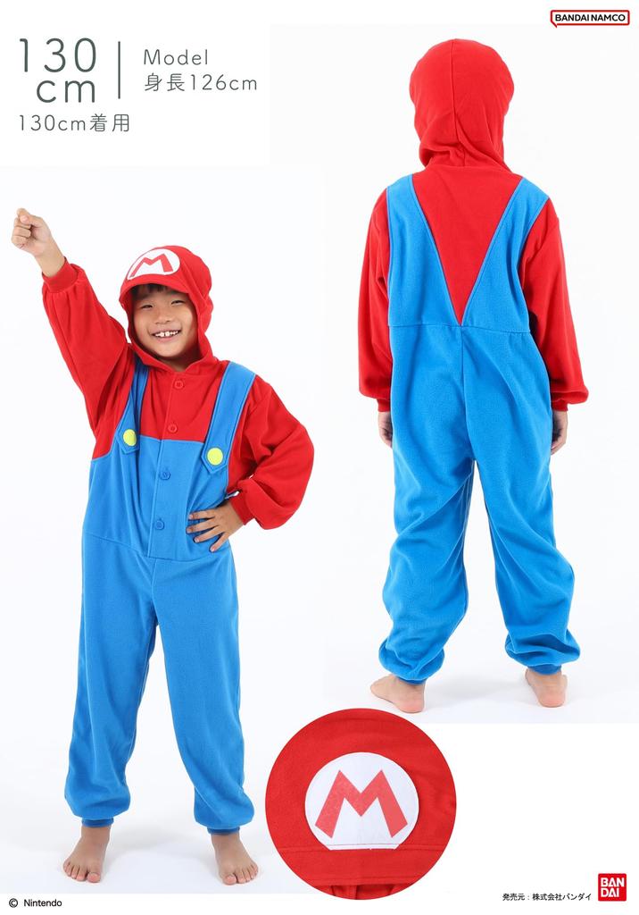 Kaitak Family Super Mario Kids' Pajamas, Long Sleeve Microfleece, Red, 110cm, 130cm, 150cm (130cm, Red)