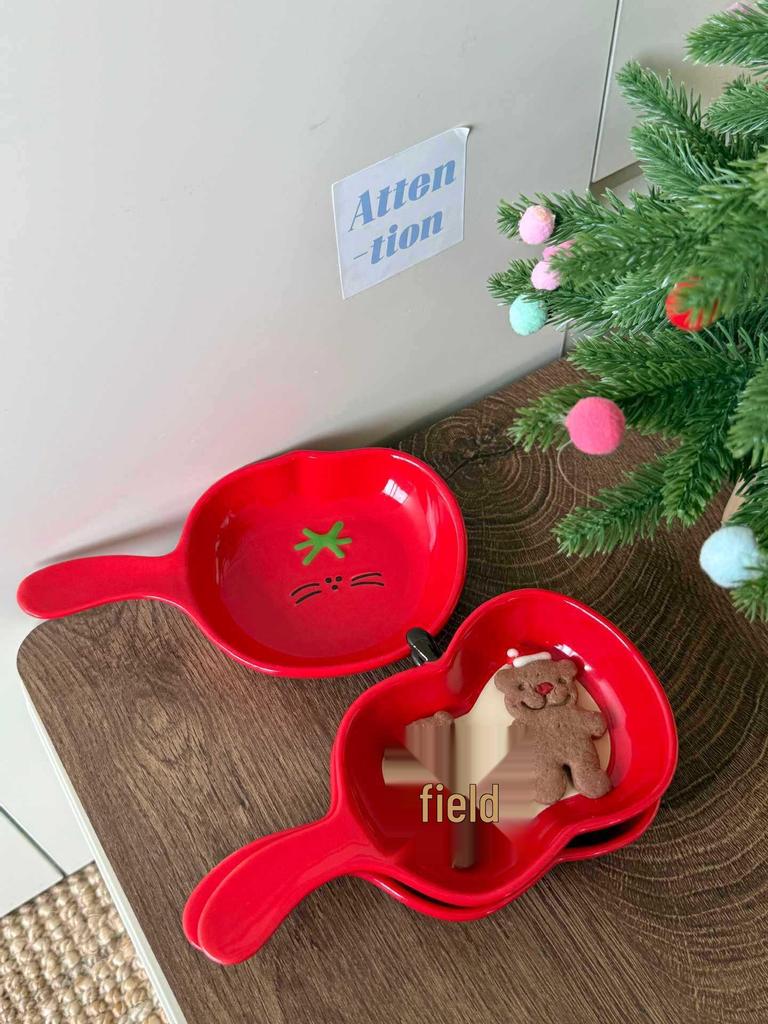 Высококачественная милая мультяшная форма для выпечки и керамическая тарелка в форме яблока с ручкой для дома и питомцев