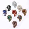 Vintage Alloy Large Glass Brooch High-End Atmospheric Women'S Shawl Coat Corsage Ornament Pin