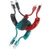 Весенний USB-кабель для быстрой зарядки 120 Вт для устройств Apple, Huawei, Honor, Type-C.