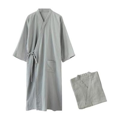[YAKIDA] Мужская пижама, Марля, Одежда для сна, Юката, 100% Хлопок, С запахом, Халат, Пижама для кормящих, Все сезоны, Длинный рукав, Домашняя одежда, Японская
