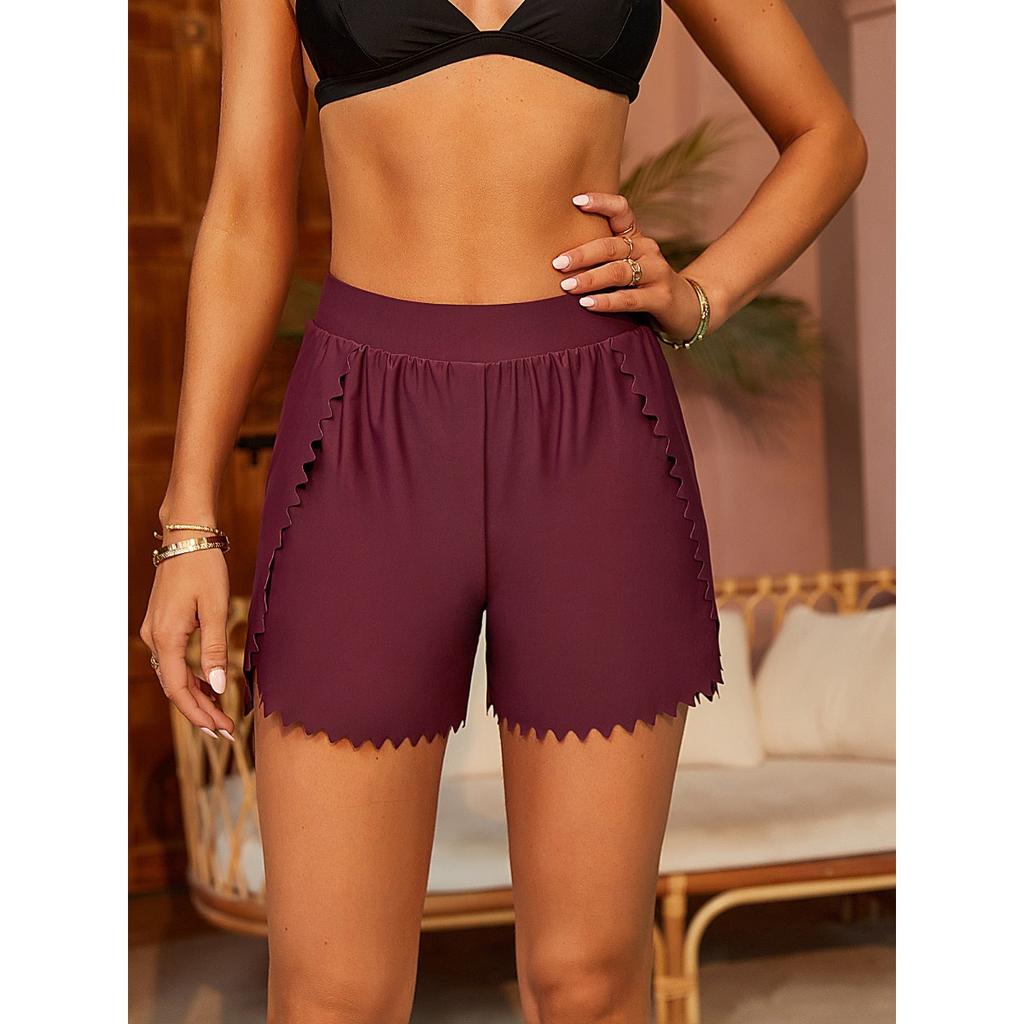 CHARMLEAKS Женские спортивные плавки, женские шорты бикини для мальчиков, узкие шорты для плавания с изогнутыми краями, купальник снизу