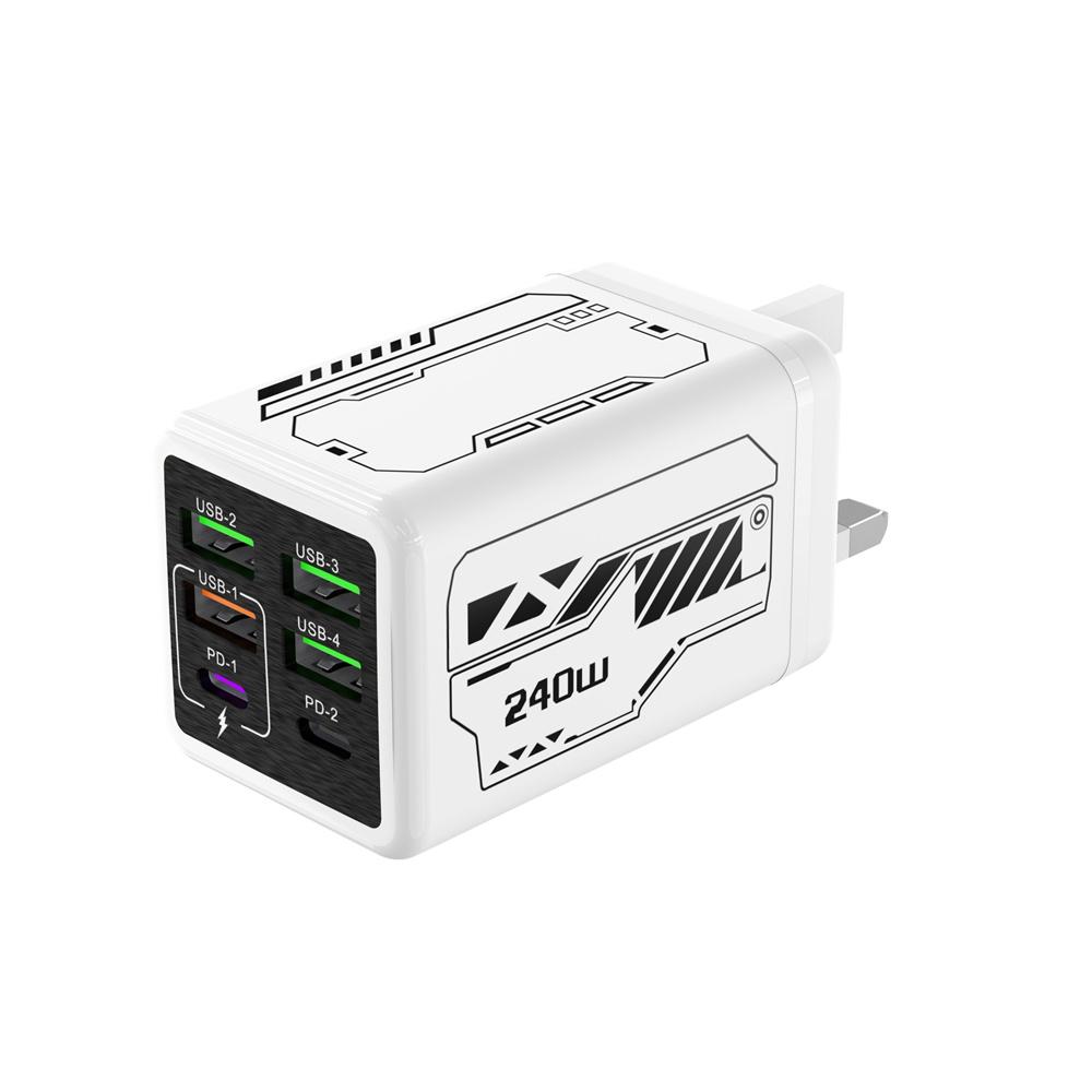 PD 240W Type C USB Fast Charge Charger Multi Ports For iPhone Samsung Huawei Xiaomi Oneplus 6 In 1 Quick Charging Phone Adapter